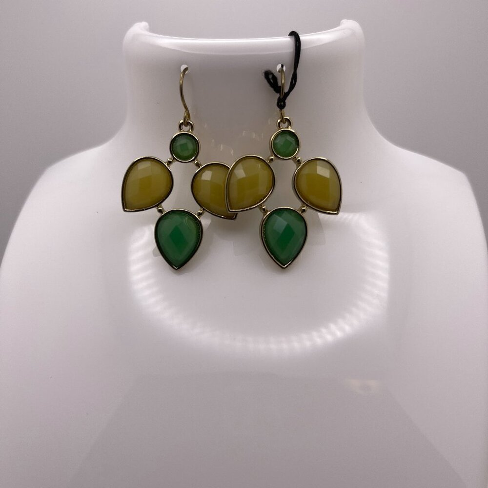 Stoney Teardrop Shape Green and Yellow Earrings